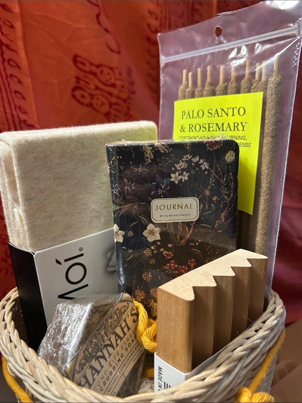 Floral Black Journal & Natural Home Accents Gift Set